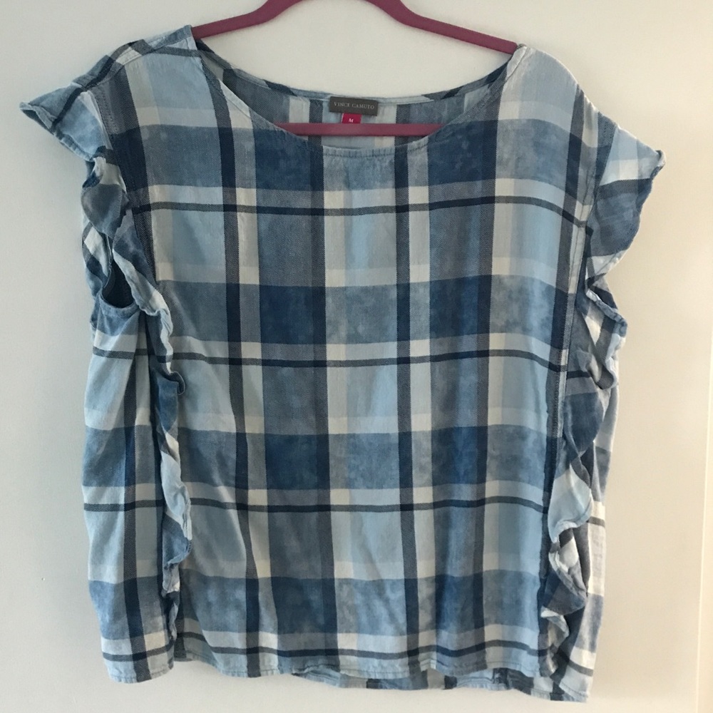 Vince Camuto Plaid Short Sleeve Size Medium